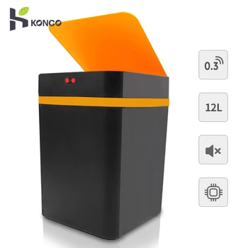 12L Automatic Sensor Garbage Bin Smart Trash Can With Cover,Touch-Free Rectangular Kitchen Trash Can For Living Room Kitchen