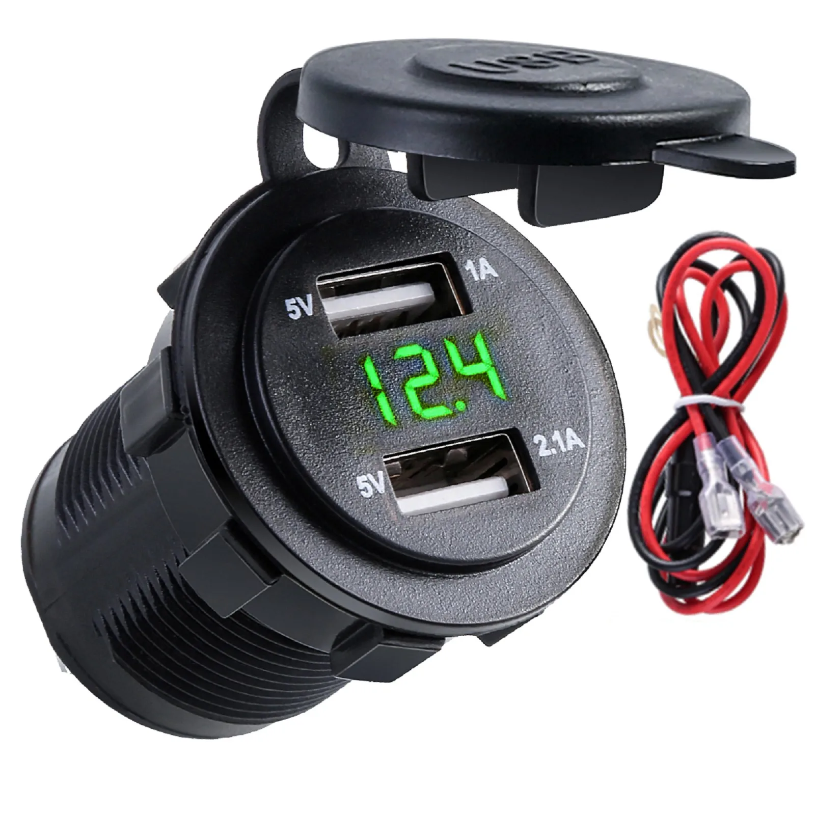 2.1A 1A Dual USB Car Charger Cigarette Lighter Socket Plug LED Digital Display Voltmeter Waterproof For 12V/24 Car Motorcycle
2.1A 1A Dual USB Car Charger Cigarette Lighter Socket Plug LED Digital Display Voltmeter Waterproof For 12V/24 Car Motorcycle