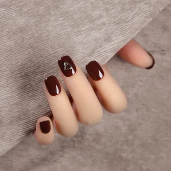 Japanese Style Nails Patch Brownish Red Diamond Decorated Women Detachable Short Fake Nail Lasting Wearable Fingernails
Japanese Style Nails Patch Brownish Red Diamond Decorated Women Detachable Short Fake Nail Lasting Wearable Fingernails
