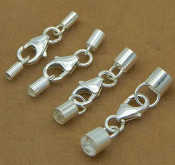 Sterling Silver Lobster Claw Cord Clasp, 925 Sterling Silver, plated, with end cap, Sold by Set, 20 sets/lot 
Sterling Silver Lobster Claw Cord Clasp, 925 Sterling Silver, plated, with end cap, Sold by Set, 20 sets/lot