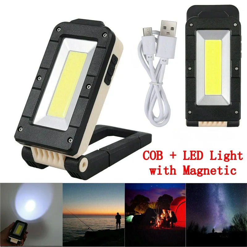 

ZANCAKA Usb recarregavel cob luz de trabalho portбtil lanterna led 180 graus ajuste inferior com magnйtico adequado acampamento