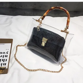New Fashion Handbag With Bamboo Handle Transparent Bag For Women Summer Small Chain Female Crossbody Bags Ladies Straw Beach Bag
New Fashion Handbag With Bamboo Handle Transparent Bag For Women Summer Small Chain Female Crossbody Bags Ladies Straw Beach Bag