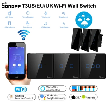 Sonoff T3 US EU UK Wireless RF433 Wifi Wall Light Switch Glass Panel APP Remote Smart Home Touch Switch With Alexa Google Home
Sonoff T3 US EU UK Wireless RF433 Wifi Wall Light Switch Glass Panel APP Remote Smart Home Touch Switch With Alexa Google Home