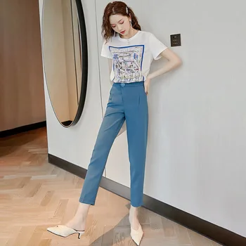 2020 New Fashion 2 Two Piece Pants Set Women Summer Cotton Print T Shirt Tops Pencil Pants Trousers Office Ladies Work Pantsuits
2020 New Fashion 2 Two Piece Pants Set Women Summer Cotton Print T Shirt Tops Pencil Pants Trousers Office Ladies Work Pantsuits