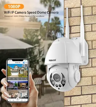 

1080P FHD Wireless PTZ WiFi IP Camera 4X Zoom Motion Detection Face Auto-Tracking IP66 Outdoor Waterproof Night Vision IR 10m