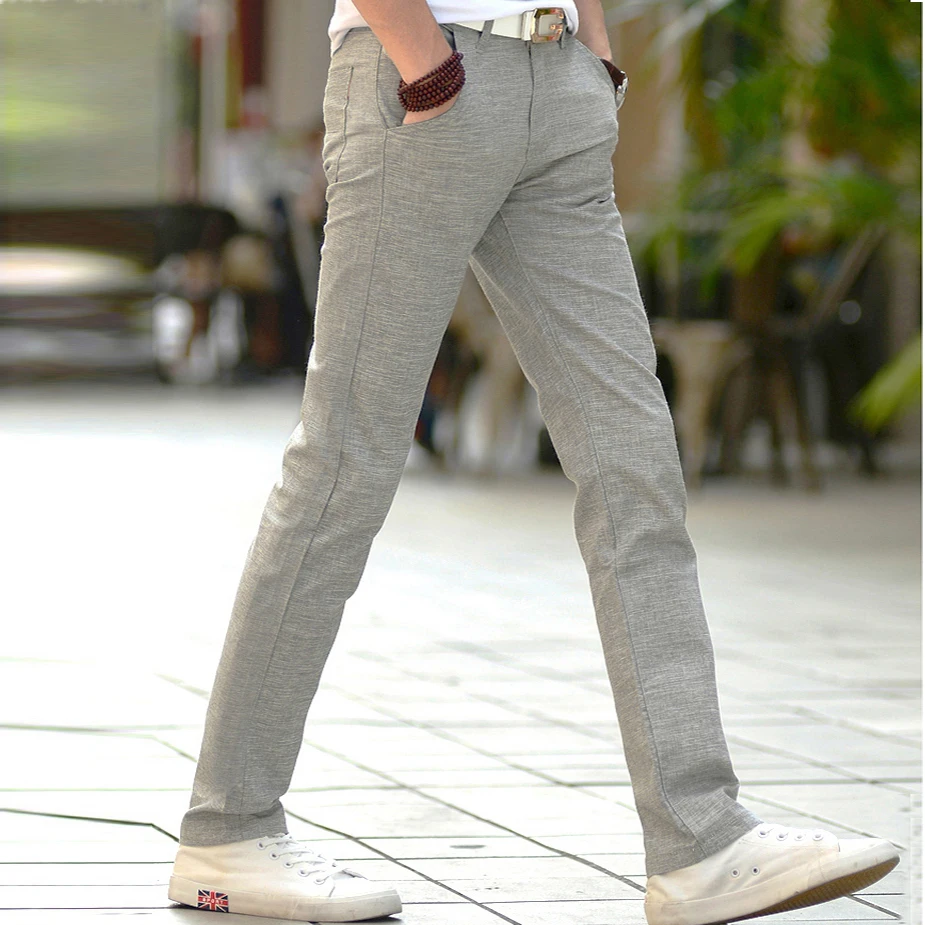 

Summer Thin Men Linen Cotton Slacks Men's Trousers Business Casual Straight Men Long Suit Pants New High Quality Pontalon Homme