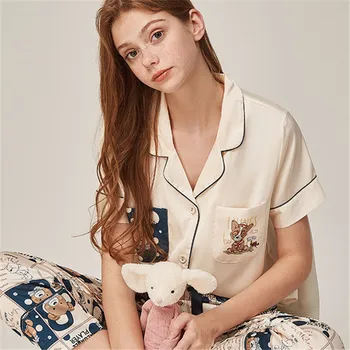 2020 Summer Short Sleeve Long Pants Pajama Sets for Women Comic Print Sleepwear Pyjamas Homewear Loungewear Pijama Mujer Clothes
2020 Summer Short Sleeve Long Pants Pajama Sets for Women Comic Print Sleepwear Pyjamas Homewear Loungewear Pijama Mujer Clothes