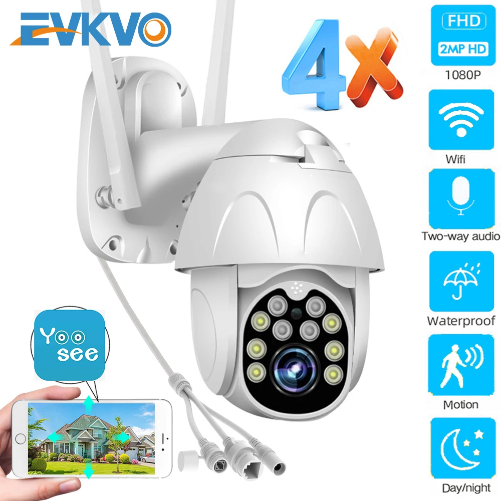 Беспроводная ip камера EVKVO 1080P HD наружная скоростная купольная P2P облачное
