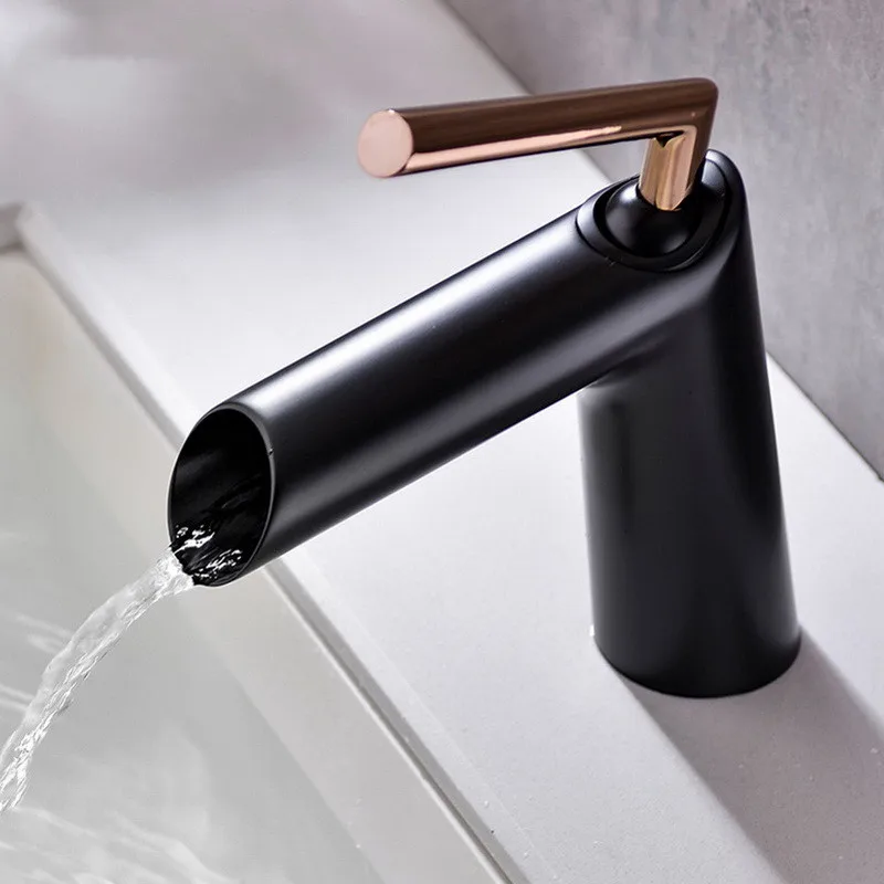 Black Rose Gold Bathroom Basin Faucets Solid Brass Sink Mixer Hot & Cold Single Handle Deck Mounted Lavatory Waterfall Taps New
Black Rose Gold Bathroom Basin Faucets Solid Brass Sink Mixer Hot & Cold Single Handle Deck Mounted Lavatory Waterfall Taps New