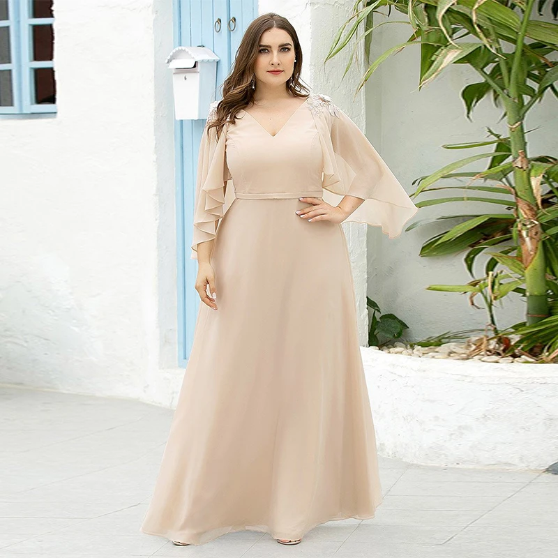 New Deep V-Neck Evening Dress Pleat Full Sleeve Embroidery Floor-Length Simple Fashion A-Line Plus Size Women Formal Gowns D1020
New Deep V-Neck Evening Dress Pleat Full Sleeve Embroidery Floor-Length Simple Fashion A-Line Plus Size Women Formal Gowns D1020