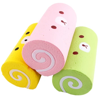 

15CM Cute Jumbo Cartoon Bear Cake Roll Squishy Slow Rising Bread Sweet Kid Toy Gift Squeeze Toy Phone Strap