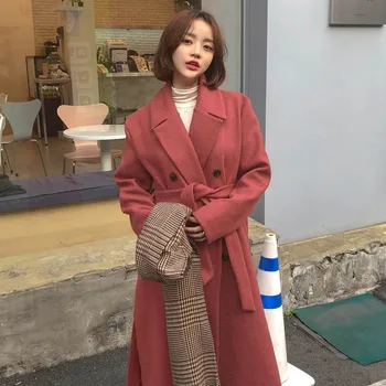 Women Winter Long Red Overcoat Cristmas Parka Coat Plus Size Loose Notched Cardigan Raincoat Manteau Femme Hiver Abrigo Mujer 
Women Winter Long Red Overcoat Cristmas Parka Coat Plus Size Loose Notched Cardigan Raincoat Manteau Femme Hiver Abrigo Mujer