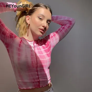 HEYounGIRL Tie Dye Print Long Sleeve Cropped Tshirt Casual Frill Autumn Short Tee Shirt Ladies Fashion Streetwear T-shirt Women
HEYounGIRL Tie Dye Print Long Sleeve Cropped Tshirt Casual Frill Autumn Short Tee Shirt Ladies Fashion Streetwear T-shirt Women