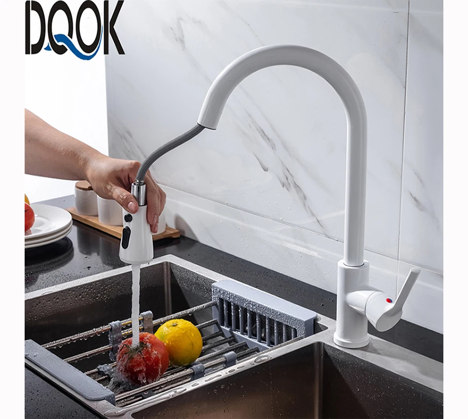 Kitchen Faucet Blacked Single Handle Pull Down White Kitchen Tap Single Hole 360 Degree Brushed Nickle Faucets Water Mixer Tap