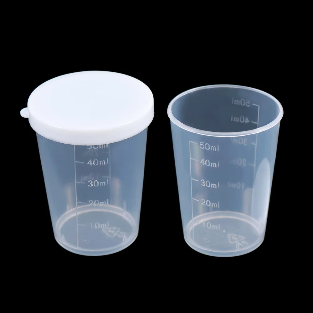 10 шт измерения чашки с белыми крышками 50 мл для лекарств измерительное