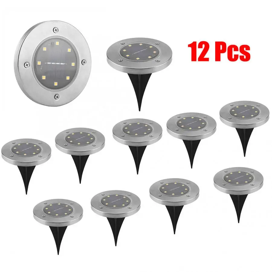 12 Pcs 8 LED Solar Powered LED Buried Inground Recessed Light Garden Outdoor Decor
12 Pcs 8 LED Solar Powered LED Buried Inground Recessed Light Garden Outdoor Decor