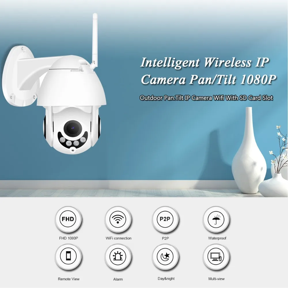 1080p WIFI Camera Outdoor PTZ IP Camera High Speed Top Closed Circuit TV Camera WIFI Appearance 2MP Infrared Home Monitoring
1080p WIFI Camera Outdoor PTZ IP Camera High Speed Top Closed Circuit TV Camera WIFI Appearance 2MP Infrared Home Monitoring
