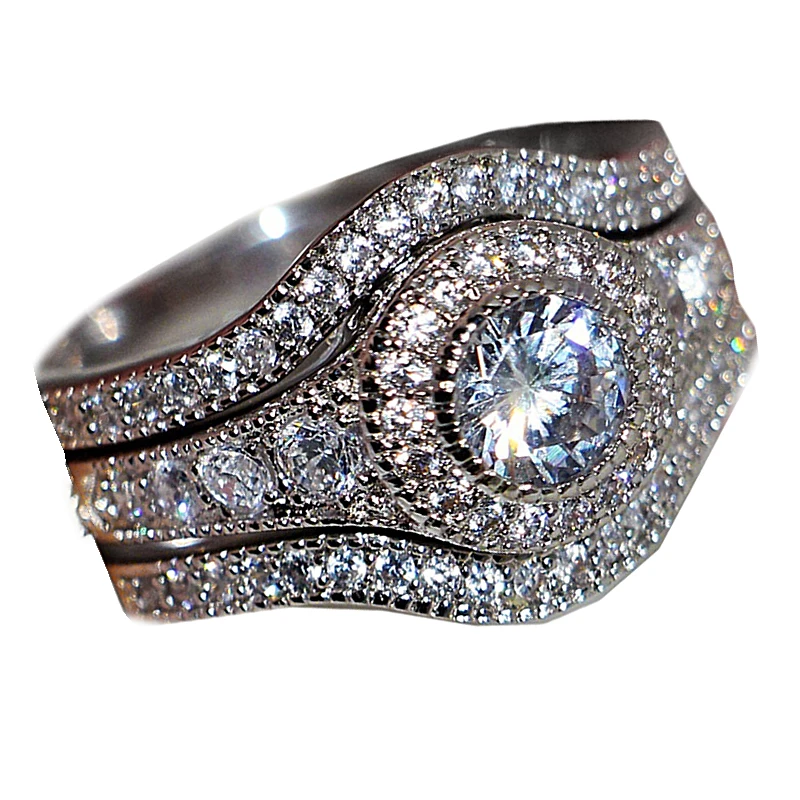 Trendy European American Three Rings Combined With Rhinestone Engagement Ring Women's Wedding Ring Exquisite Jewelry Gifts
Trendy European American Three Rings Combined With Rhinestone Engagement Ring Women's Wedding Ring Exquisite Jewelry Gifts