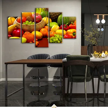 5 Pieces Kitchen Theme Decorative Canvas Art Prints A Variety of Fruits Realist Modular Pictures Wall Paintings For Kitchen Room
5 Pieces Kitchen Theme Decorative Canvas Art Prints A Variety of Fruits Realist Modular Pictures Wall Paintings For Kitchen Room