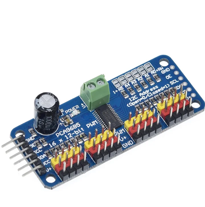 PCA9685 16 Channel 12-bit PWM/Servo Driver-I2C interface for arduino or Raspberry pi shield module servo shield
PCA9685 16 Channel 12-bit PWM/Servo Driver-I2C interface for arduino or Raspberry pi shield module servo shield