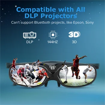 

JUNYU 3D Active Shutter Glasses DLP-LINK 3D glasses for Xgimi Z4X/H1/Z5 Optoma Sharp LG Acer H5360 Jmgo BenQ w1070 Projectors