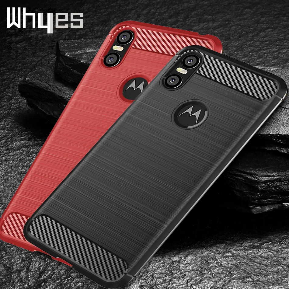 Whyes Силиконовый чехол для Moto One Motorola P30 Play Ударопрочный Мягкий ТПУ из углеродного