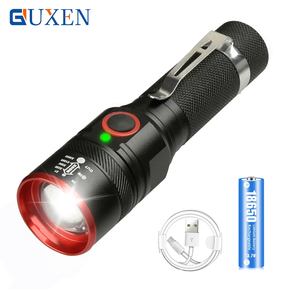 Portable LED Flashlight USB Rechargeable T6 Flash Light Waterproof Zoomable 3 Modes Torch Use 18650 Battery with Free USB Cable
Portable LED Flashlight USB Rechargeable T6 Flash Light Waterproof Zoomable 3 Modes Torch Use 18650 Battery with Free USB Cable