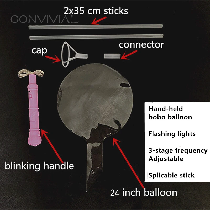 Мигающий светодиодный Bobo воздушный шар с барабанные палочки гелия прозрачный