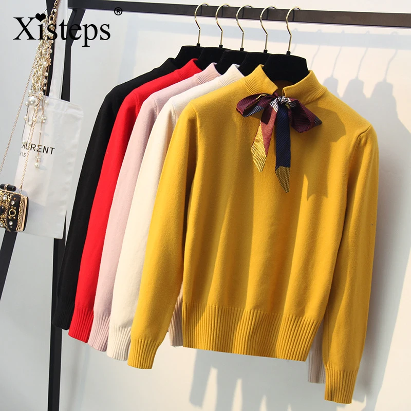 Xisteps New Winter Women Sweater Pullover Knitting Solid Bow Tie Elegant Warm eight Color Long Sleeve Female Jumper 2020
Xisteps New Winter Women Sweater Pullover Knitting Solid Bow Tie Elegant Warm eight Color Long Sleeve Female Jumper 2020