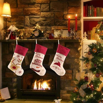 Lovely Christmas Stockings Set of 3 Santa, Snowman, Reindeer, Xmas Character 3D Plush Linen Hanging Tag Knit Border
Lovely Christmas Stockings Set of 3 Santa, Snowman, Reindeer, Xmas Character 3D Plush Linen Hanging Tag Knit Border