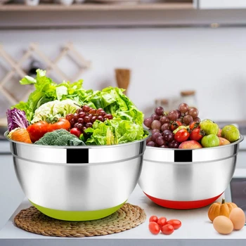 5Pcs Stainless Steel Mixing Bowls 18-26cm Diameter Metal Nesting Bowls with Colorful Airtight Lids Non-Slip Bottoms
5Pcs Stainless Steel Mixing Bowls 18-26cm Diameter Metal Nesting Bowls with Colorful Airtight Lids Non-Slip Bottoms
