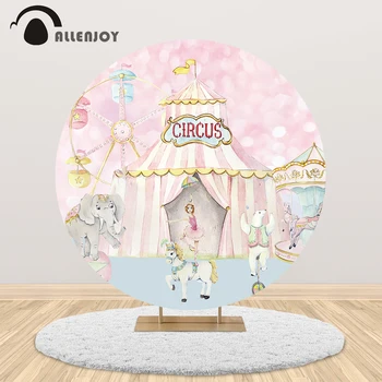 Allenjoy photo photocall backdrop circus party pink girl baby birthday celebration children balloon stars Round background
Allenjoy photo photocall backdrop circus party pink girl baby birthday celebration children balloon stars Round background