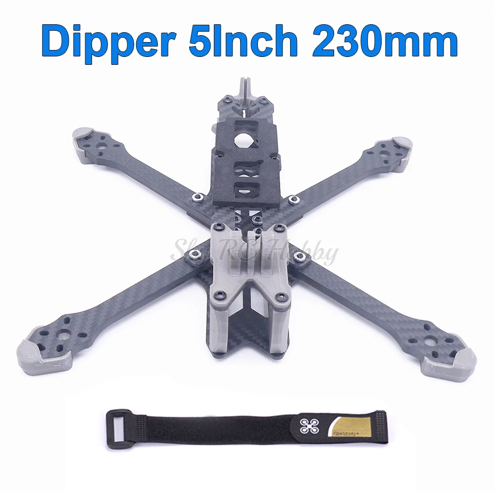 

Dipper 5Inch 230mm 230 Wheelbase Carbon Fiber Frame Kit w/ TPU Printing Parts for 2205 2306 Motor FPV Racing Quadcopter Drone