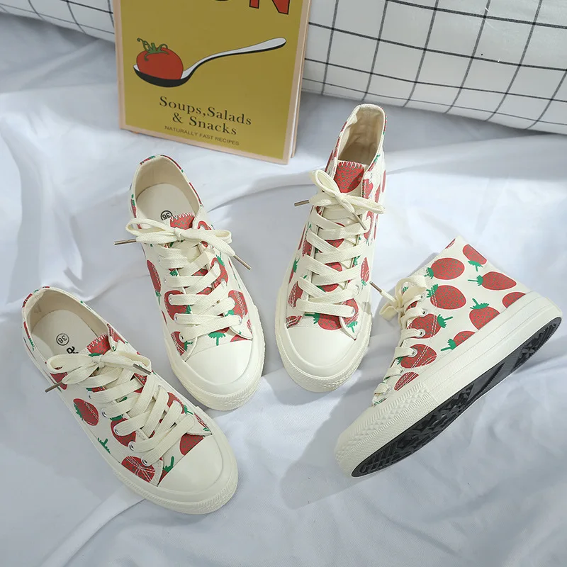 2019 Spring New Style Japanese-style INS GIRL'S Cute Versatile Large Strawberry Printed Three Vulcanization Hight-top Canvas Sho
2019 Spring New Style Japanese-style INS GIRL'S Cute Versatile Large Strawberry Printed Three Vulcanization Hight-top Canvas Sho