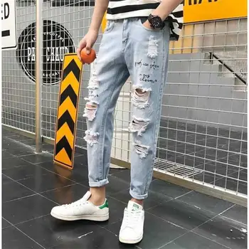 Pants men's Korean style fashion summer hole-piercing jeans fashion slim straight suit boys nine points begging pants nine
Pants men's Korean style fashion summer hole-piercing jeans fashion slim straight suit boys nine points begging pants nine