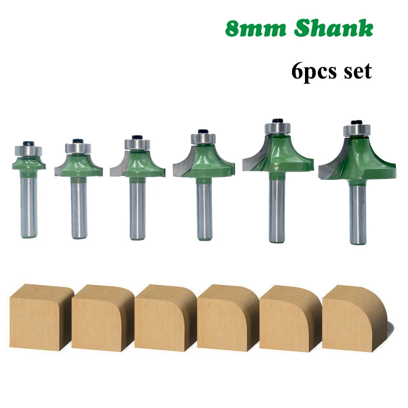6pcs 8mm Corner Round Over Router Bit With Bearing Tungsten Carbide Milling Cutter For Wood
6pcs 8mm Corner Round Over Router Bit With Bearing Tungsten Carbide Milling Cutter For Wood