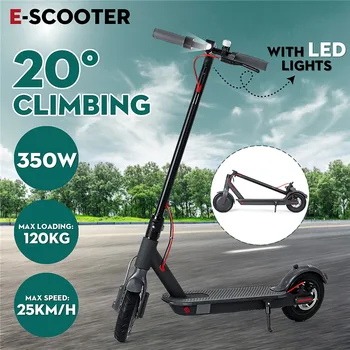 

RU Stock Folding Adult Electric Scooter with LED Headlights 350W Electric Scooters 25km/h Top Speed 1-3day Delivery