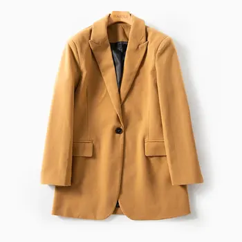 Women coat 2020 spring summer new long sleeve Simple single button solid color casual blazer 
Women coat 2020 spring summer new long sleeve Simple single button solid color casual blazer