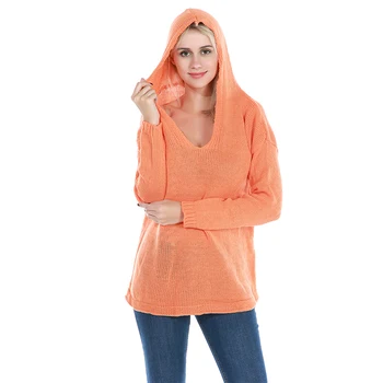 2018 Women Autumn Winter Fashion Hooded Sweater Casual Solid Loose Warm Knitted Long Sleeve Hooded Pullovers Sweaters Hot Sale
2018 Women Autumn Winter Fashion Hooded Sweater Casual Solid Loose Warm Knitted Long Sleeve Hooded Pullovers Sweaters Hot Sale