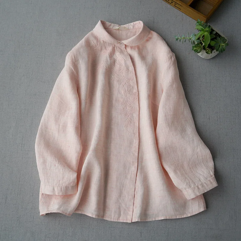 Spring Autumn New Arrivals Women Brief All-match Loose Plus Size Vintage Embroidery Comfortable Linen Shirts/Blouses 3 Colors
Spring Autumn New Arrivals Women Brief All-match Loose Plus Size Vintage Embroidery Comfortable Linen Shirts/Blouses 3 Colors