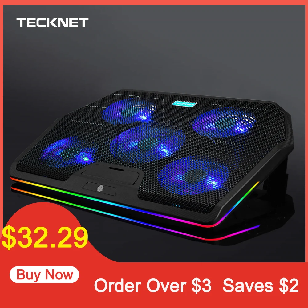 TeckNet Gaming Laptop Cooler Notebook Cooling Pad 5 RGB LED Fans Powerful Air Flow Adjustable Cooling Pad For 12-17 inch Laptop
TeckNet Gaming Laptop Cooler Notebook Cooling Pad 5 RGB LED Fans Powerful Air Flow Adjustable Cooling Pad For 12-17 inch Laptop