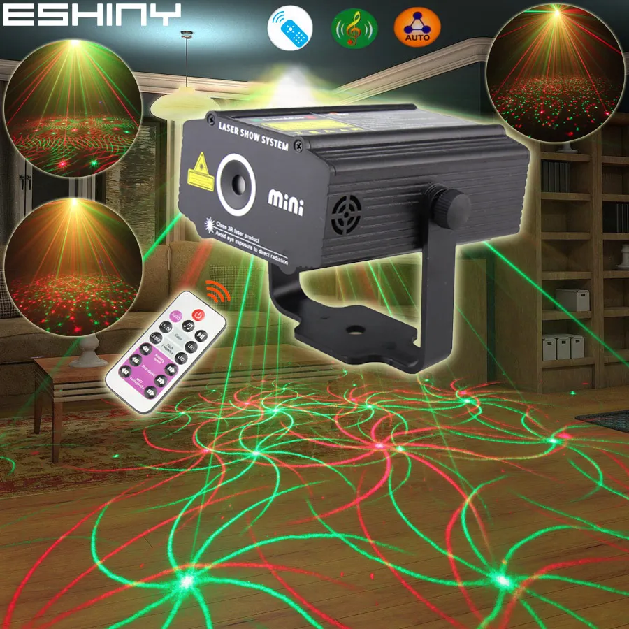

ESHINY Remote R&G Laser 4 Whirlwind Patterns Projector DJ Party Effect Dance Disco Bar Holiday Home Xmas Stage Light L27N7