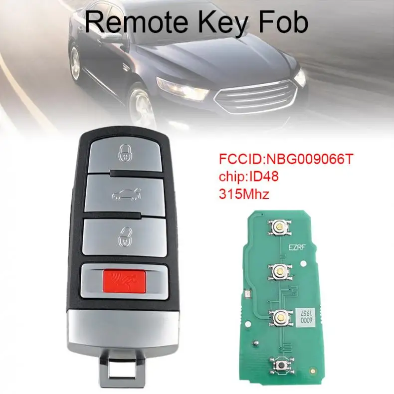 315Mhz 3+1 Buttons Car Remote Key Fob Smart Remote Key with ID48 Chip NBG009066T Fit for VW Passat CC 2006-2014 New
315Mhz 3+1 Buttons Car Remote Key Fob Smart Remote Key with ID48 Chip NBG009066T Fit for VW Passat CC 2006-2014 New