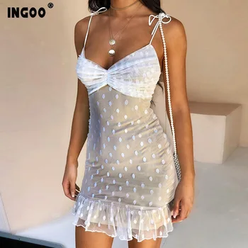 INGOO Sexy Spaghetti Strap Dot Bodycon Dress Women Summer Elegant Mesh Ruffles Strapless Sleeveless Lace Up Dresses Party Nighy
INGOO Sexy Spaghetti Strap Dot Bodycon Dress Women Summer Elegant Mesh Ruffles Strapless Sleeveless Lace Up Dresses Party Nighy