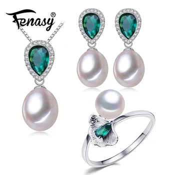 FENASY Pearl Jewelry Sets Pearl Pendant Necklace Bohemian 925 Sterling Silver Emerald Green Crystal Drop Earrings For Women Ring
FENASY Pearl Jewelry Sets Pearl Pendant Necklace Bohemian 925 Sterling Silver Emerald Green Crystal Drop Earrings For Women Ring