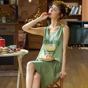 Summer Pure Cotton Women Pajamas Cute Sexy Chest Pad Vest Nightgown Korean-style-Outer Wear Cotton Tracksuit 
Summer Pure Cotton Women Pajamas Cute Sexy Chest Pad Vest Nightgown Korean-style-Outer Wear Cotton Tracksuit