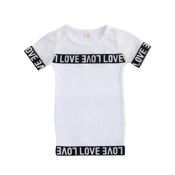1-5Y Kids Baby Girls Fashion mesh net dress short sleeve black white Letter Print Dress Girls summer Straight Mini sundress 
1-5Y Kids Baby Girls Fashion mesh net dress short sleeve black white Letter Print Dress Girls summer Straight Mini sundress