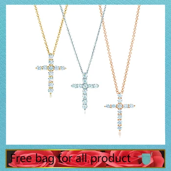 1: 1 Model S925 Sterling silver Original Necklaces For Women Zircon Cross Necklaces Ladies Brand Jewelry Anniversary Gift
1: 1 Model S925 Sterling silver Original Necklaces For Women Zircon Cross Necklaces Ladies Brand Jewelry Anniversary Gift