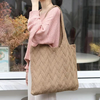 Fashion Women Shoulder Tote Bags Pure Cotton Ladies Shopping Bag Wool Knitting Female Handbag Casual Beach Bags for Women 2019
Fashion Women Shoulder Tote Bags Pure Cotton Ladies Shopping Bag Wool Knitting Female Handbag Casual Beach Bags for Women 2019