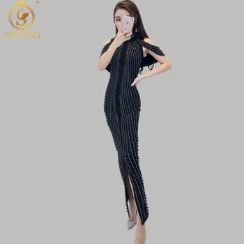 2020 High quality runway Spring Sexy New Off Shoulder Beaded Diamond Elegant Dresses women Rivet Middle Split Bodycon Maxi Dress
2020 High quality runway Spring Sexy New Off Shoulder Beaded Diamond Elegant Dresses women Rivet Middle Split Bodycon Maxi Dress